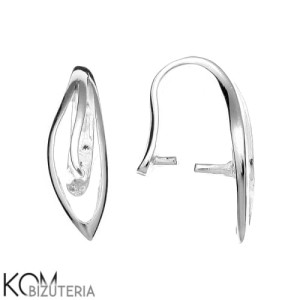 Srebrna krawatka, zawieszka listek, zaciskowa 21x7mm w16