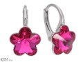 kolczyki z rozowymi fuksjowymi kwiatami kwiatkami swarovski