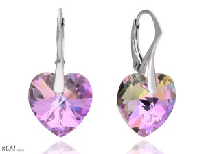 Srebrne kolczyki z wiszącymi sercami Swarovski® 