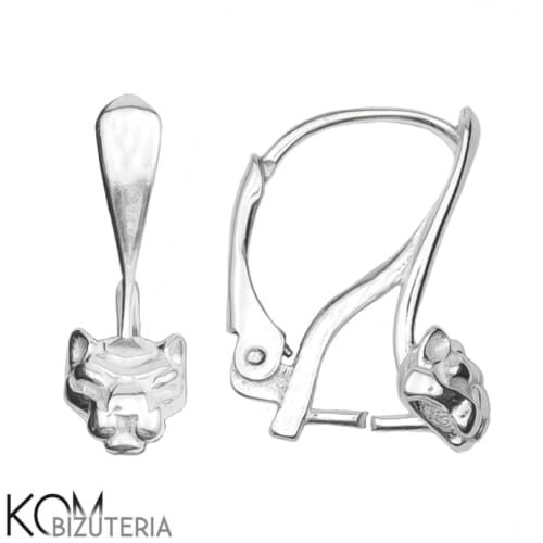 KZ67 pantera lew leverback kolczyk swarovski leaverback angielski srebrny bigiel kom bizuteria