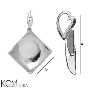 Srebrna zawieszka z kwadratową, wklęsłą miseczką do kryształów kwadrat (np 2493) 10mm w36