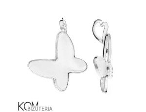 Srebrna zawieszka z miseczką do kryształów motyl 2854 18mm w47