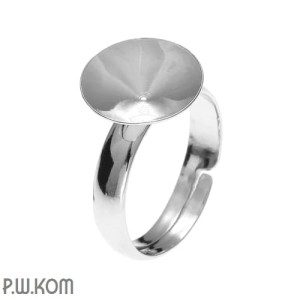 Srebrna baza pod pierścionek, regulowana, z wklęsłą miseczką do kryształów rivoli 1122 12mm P1