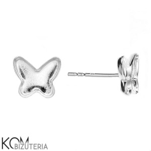 Srebrny kolczyk sztyft z miseczką do kryształów motyl 2854 8mm kh18