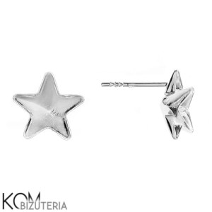 Srebrny kolczyk sztyft z wklęsłą miseczką do kryształów gwiazda, gwiazdka 4745 10mm kh20