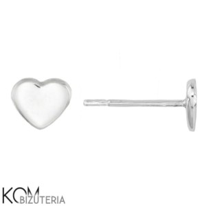 Srebrny kolczyk sztyft z okrągłą, z miseczką do kryształów serce 2808 6mm kh24