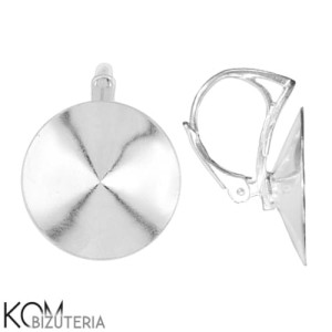 Srebrny bigiel angielski, kolczyk leverback z okrągłą, wklęsłą miseczką do kryształów rivoli 18mm kz43