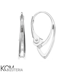 Rodowany, srebrny kolczyk, bigiel angielski, leverback z klapką i zamkniętym haczykiem 19x10mm kz27