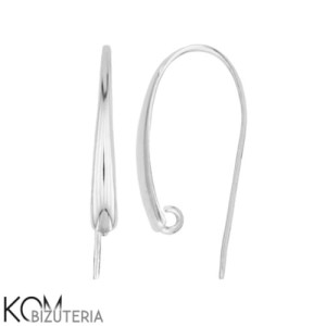 Rodowany, srebrny bigiel otwarty, kolczyk haczyk, z haczykiem 30x13mm kh23d