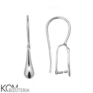 Rodowany, srebrny bigiel otwarty, haczyk zaciskowy 20x12mm kz33