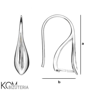 Rodowany, srebrny bigiel otwarty, haczyk listek, zaciskowy 19x11mm kz37