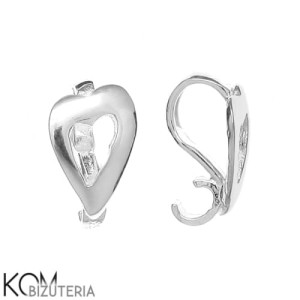 Rodowana, srebrna krawatka, zawieszka serce, z haczykiem 10x6mm w13
