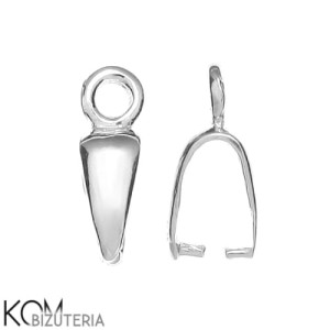 Rodowana, srebrna krawatka, zawieszka zaciskowa 11x3 mm z kółeczkiem na górze w21