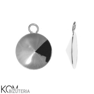 Rodowana, srebrna zawieszka z okrągłą, wklęsłą miseczką do kryształów rivoli 1122 10mm (SS47) w41