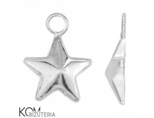 Rodowana, srebrna zawieszka z wklęsłą miseczką gwiazda, gwiazdka do kryształów 4745 10mm w45