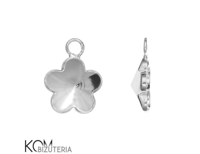 w46 kwiat krawatka zawieszka srebro rodowane naszyjnik swarovski wisiorek