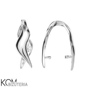 Rodowama, srebrna krawatka, zawieszka fala, zaciskowa 18x13 mm w15