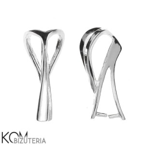 Rodowana, srebrna krawatka, zawieszka zaciskowa 17x7 mm w17