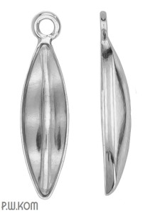 Rodowana, srebrna zawieszka, z wklęsłą miseczką do kryształów łódeczka, navette 4200 15mm w63