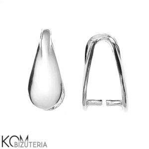 Rodowana, srebrna krawatka, zawieszka zaciskowa 12x5mm w23