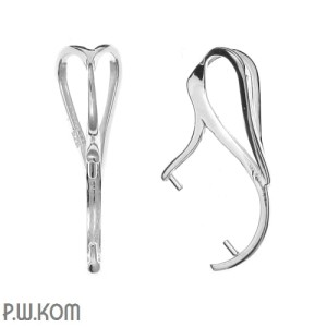 Rodowana, srebrna krawatka, zawieszka zaciskowa 23x6mm do perełek 10 mm w30