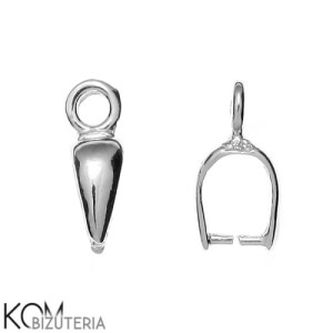 Rodowana, srebrna krawatka, zawieszka zaciskowa 10x3 mm z kółeczkiem na górze kt5.1