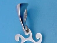 Rhodium-plated, silver bail, pendant with hook w10