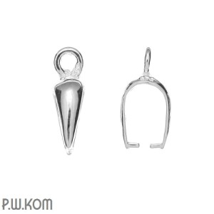 Rodowana, srebrna krawatka, zawieszka zaciskowa 13x4mm z kółeczkiem na górze w5.1