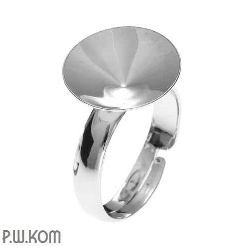 P1 14mm rivoli pierścionek baza srebro rodowane