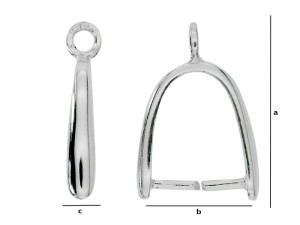 Srebrna krawatka, zawieszka zaciskowa z kółeczkiem na górze 16x11mm w69