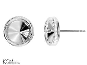 Srebrny kolczyk sztyft z okrągłą, wklęsłą miseczką do kryształów 1122 rivoli 8mm kh35