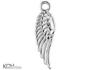 Srebrna ozdobna zawieszka, charm skrzydło, skrzydelko 21x7mm w74