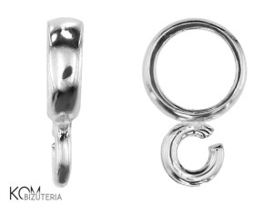 Srebrna krawatka, zawieszka okrągła, z haczykiem 11x2mm w75