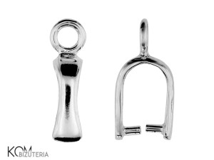 Srebrna krawatka, zawieszka zaciskowa z kółeczkiem na górze 12x6mm w76