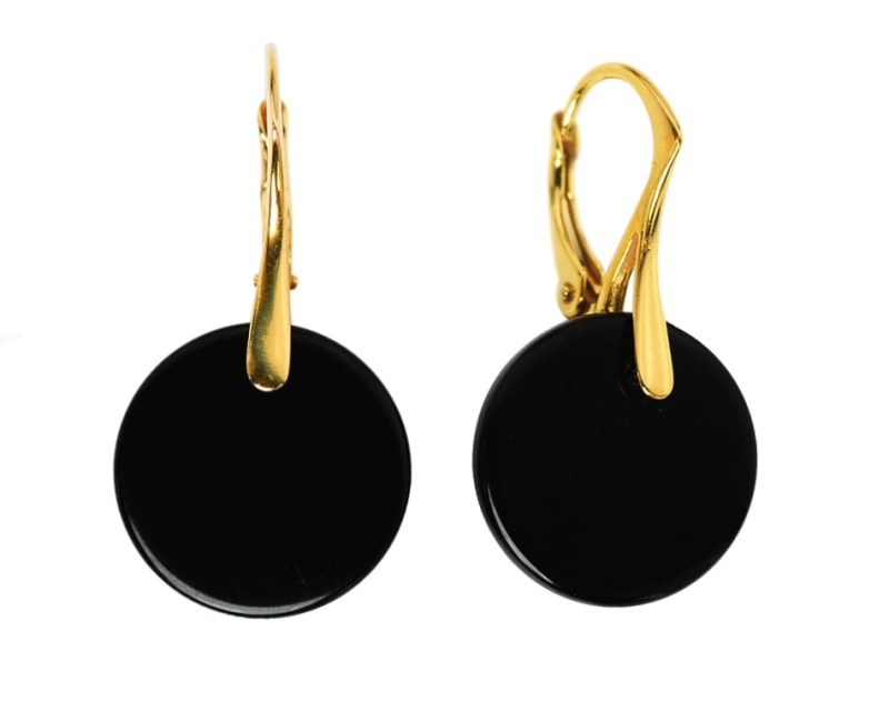złoto gold kolczyk silver srebro koło onyks czarny elegancki maly onyx earrings