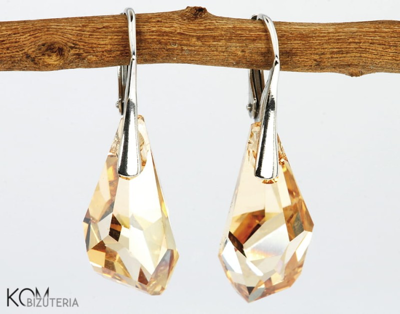 srebro kolczyk crystal golden shadow krysztal lezka swarovski