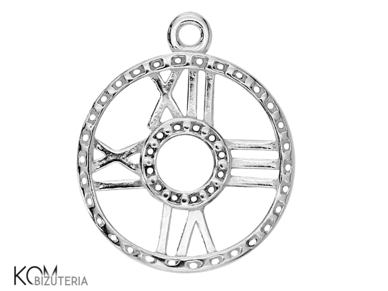 w82 charm zegar tarcza godziny krawatka zawieszka srebro naszyjnik swarovski wisiorek kom bizuteria
