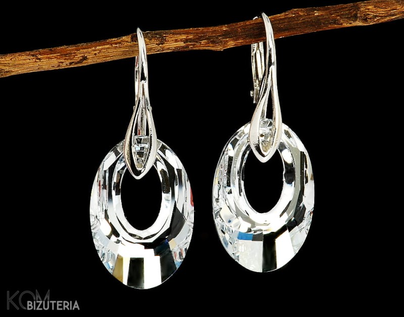 srebro kolczyki crystal owal swarovski