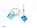 srebro kolczyki crystal aquamarine cube swarovski