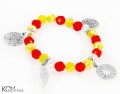 bransoletka srebro charm mandala skrzydlo palmy koral swarovski beads crystal ab pomarancz zolty orange yellow