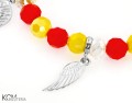 bransoletka srebro charm skrzydlo swarovski beads crystal ab pomarancz zolty orange yellow