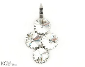 Biały wisiorek romb, srebro 925, kryształy Swarovski®