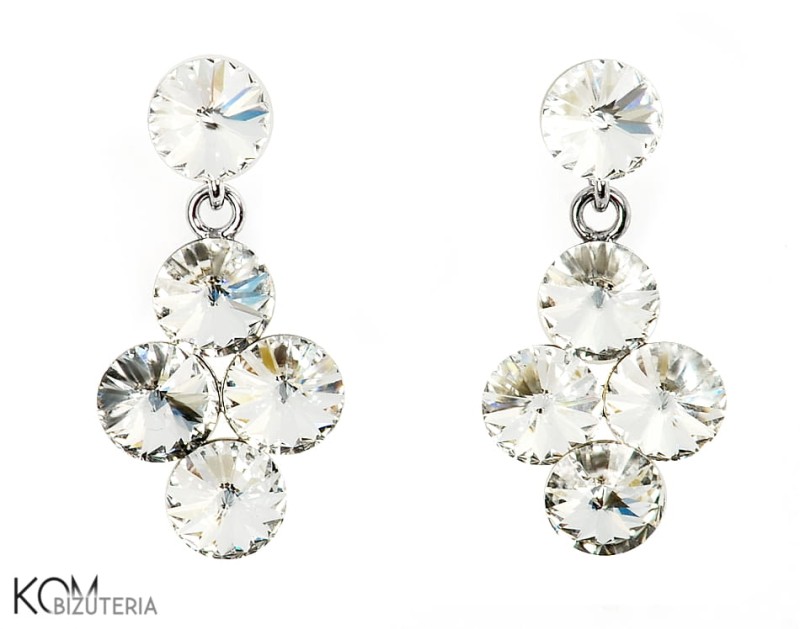 kolczyki swarovski srebro diament crystal sztyft rivoli wiszace krotkie