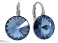 srebrne kolczyki angielskie niebieskie swarovski rivoli denim blue leverback earrings