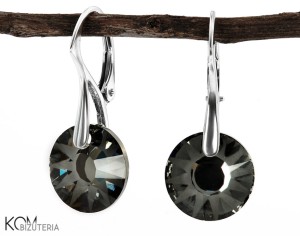 Kolczyki z okrągłym kryształem Sun, srebro 925, kryształy Swarovski®