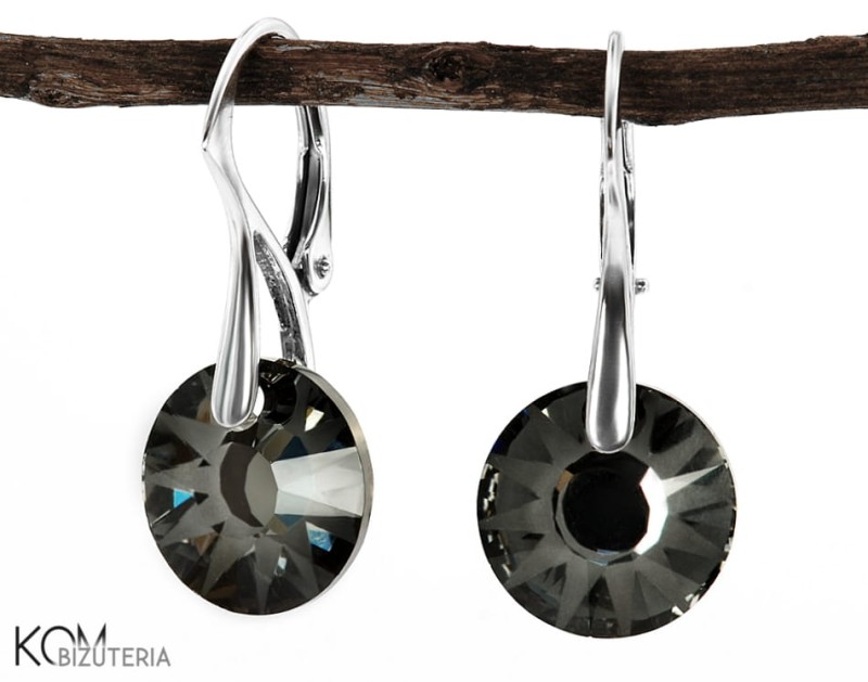 srebro kolczyki leverback crystal silver night sun pendant swarovski