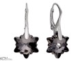 srebrne kolczyki z czarnymi kwiatkami, gwiazdkami Swarovski edelweiss