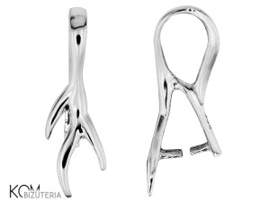 Srebrna krawatka, zawieszka gałązka, zaciskowa 18x6mm w95