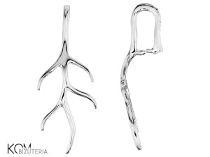 Srebrna krawatka, zawieszka gałązka, zaciskowa 25x10mm w96