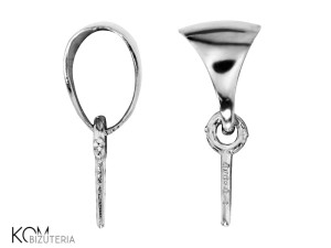 Srebrna krawatka, zawieszka ze szpilką do perełek 16x6mm w98